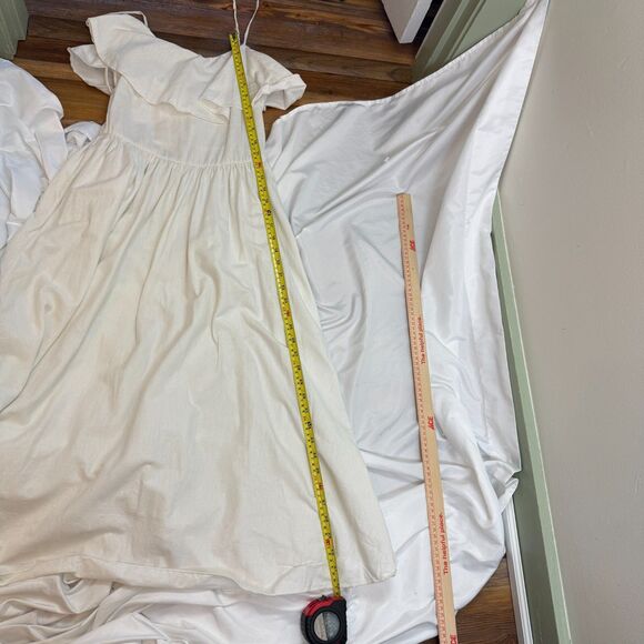 ADRIANA DEGREAS Silk & Linen Flare Dress Size M Ruffle Strappy Unlined Coastal - Picture 14 of 16